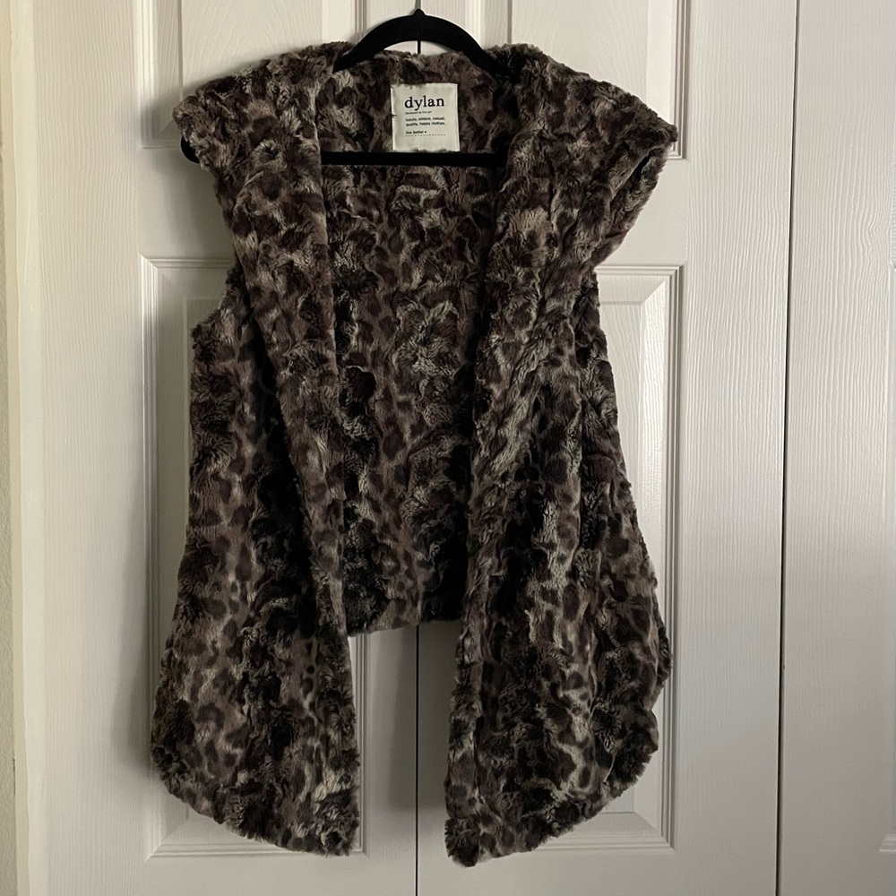 Dylan Faux Fur Vest in Brown and Black